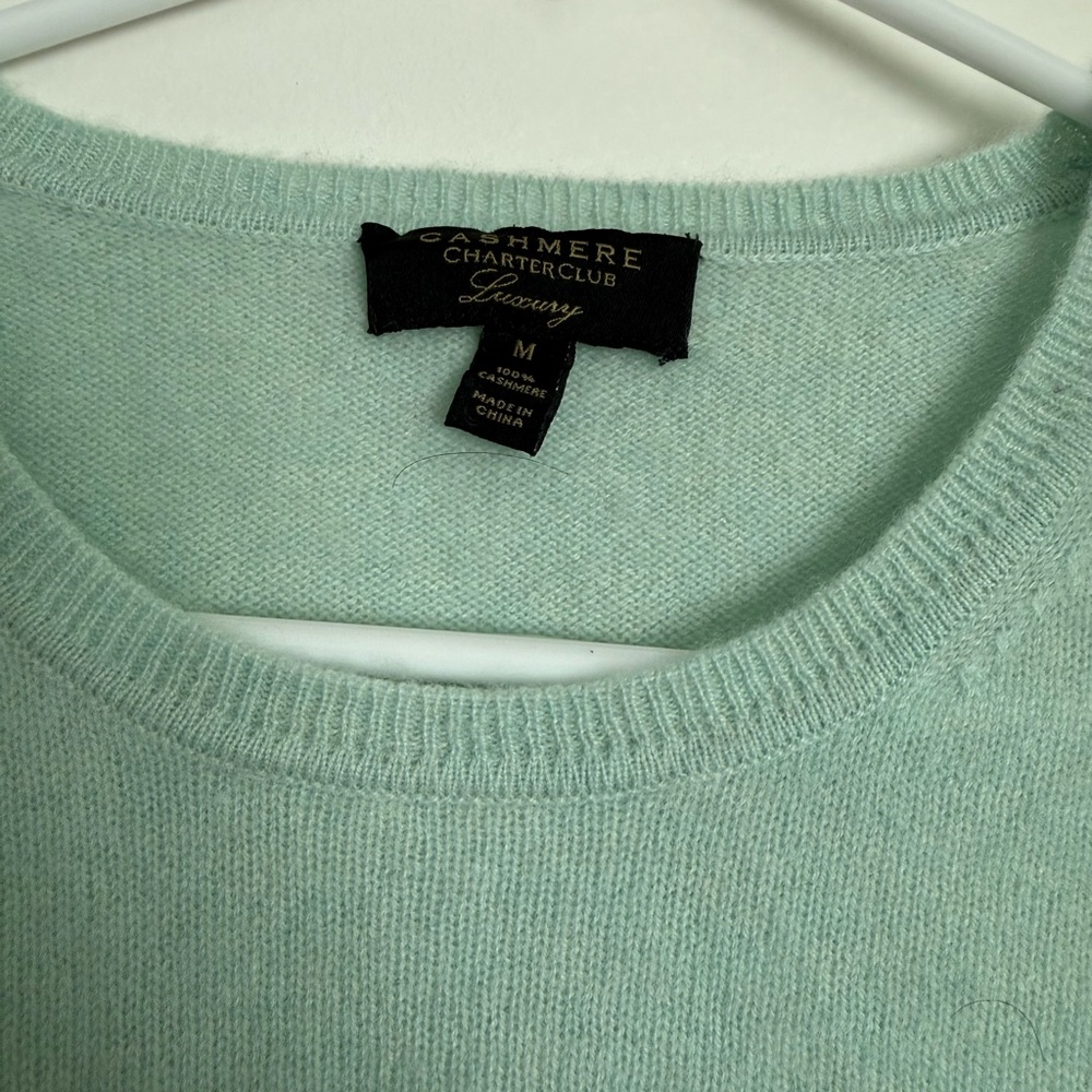 Charter Club Mint Crewneck Cashmere-Blend Sweater